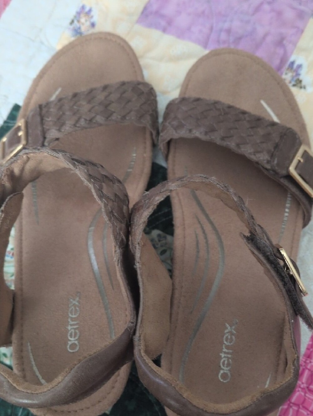 Aetrex Taupe Braided Slingback Sandals - Picture 4 of 9